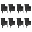 Bowery Hill Contemporary 9 Piece Poly Rattan Patio Dining Set in Black