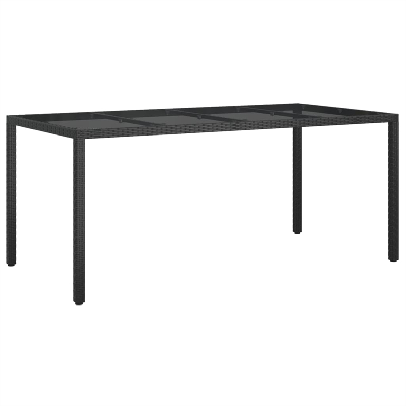 Bowery Hill Contemporary 9 Piece Poly Rattan Patio Dining Set in Black