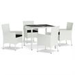 Bowery Hill Patio Dining Set White Poly Rattan Adjustable Armrests - Set of 4