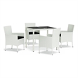 Bowery Hill Patio Dining Set White Poly Rattan Adjustable Armrests - Set of 4