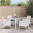 Bowery Hill Patio Dining Set White Poly Rattan Adjustable Armrests - Set of 4