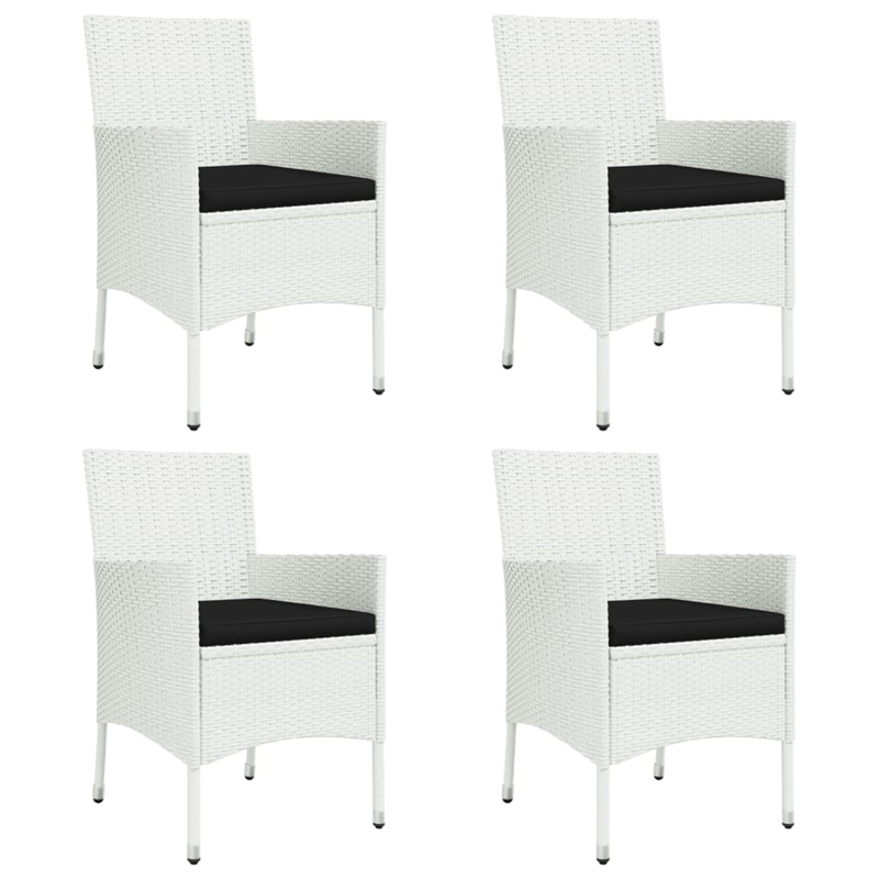 Bowery Hill Patio Dining Set White Poly Rattan Adjustable Armrests - Set of 4