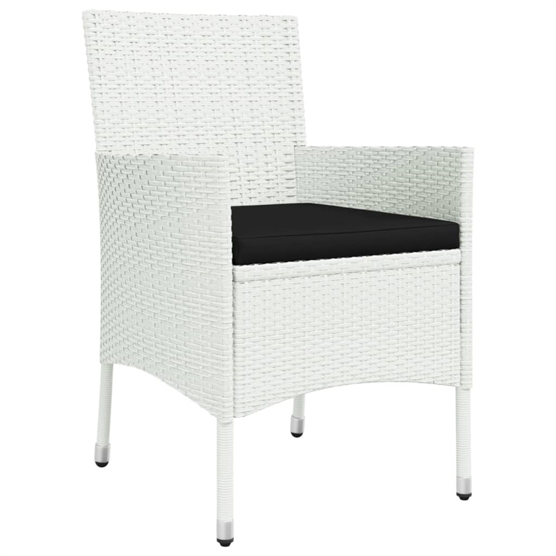 Bowery Hill Patio Dining Set White Poly Rattan Adjustable Armrests - Set of 4