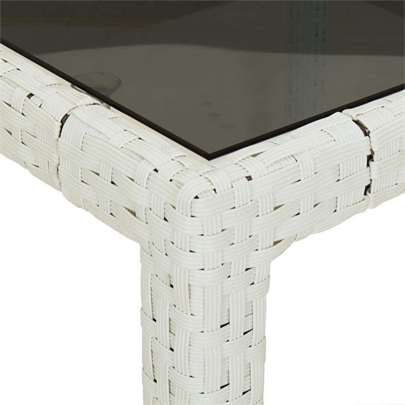 Bowery Hill Patio Dining Set White Poly Rattan Adjustable Armrests - Set of 4