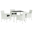 Bowery Hill Patio Dining Set White Poly Rattan Adjustable Armrests - Set of 4