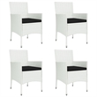 Bowery Hill Patio Dining Set White Poly Rattan Adjustable Armrests - Set of 4