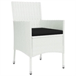 Bowery Hill Patio Dining Set White Poly Rattan Adjustable Armrests - Set of 4