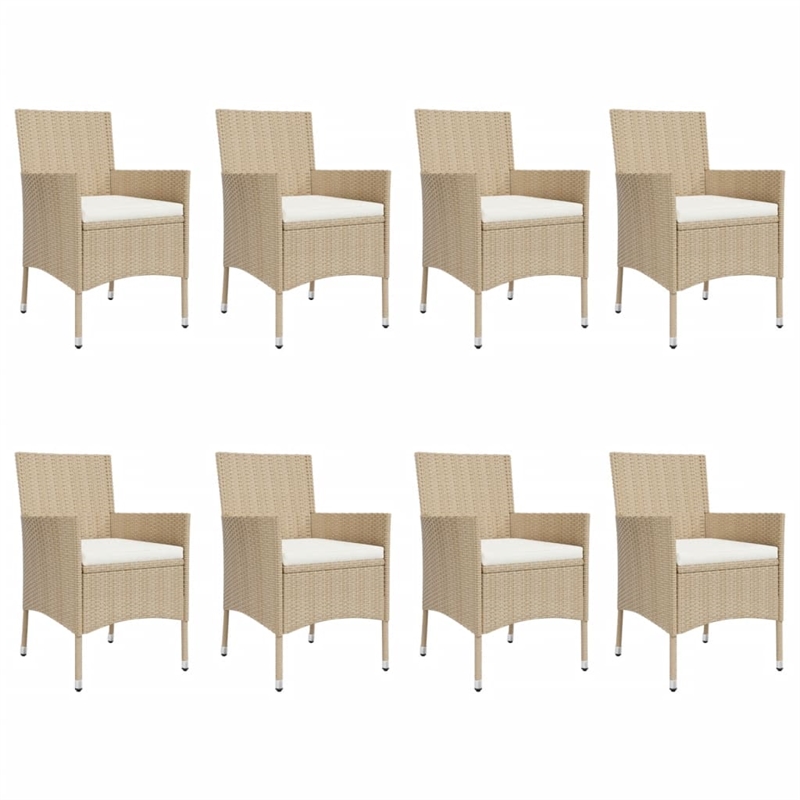 Bowery Hill Contemporary Weather-Resistant 9 Piece Patio Dining Set in Beige
