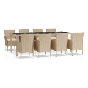 Bowery Hill Contemporary Weather-Resistant Garden Dining Set in Beige