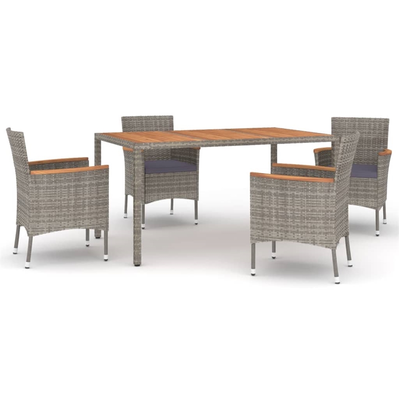 Bowery Hill PE Rattan Medium Patio Dining Set in Gray - Set of 4
