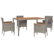 Bowery Hill PE Rattan Medium Patio Dining Set in Gray - Set of 4