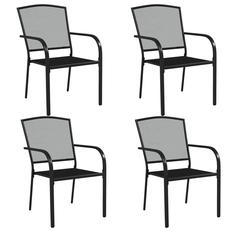 Bowery Hill Steel Medium Stackable Garden Dining Set in Anthracite/Gray