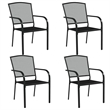 Bowery Hill Steel Medium Stackable Garden Dining Set in Anthracite/Gray