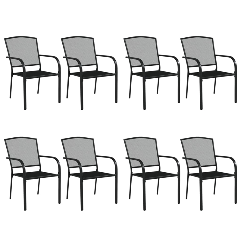 Bowery Hill Steel Large Stackable Garden Dining Set in Anthracite/Gray