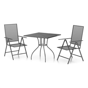 Bowery Hill Steel Medium Foldable Garden Dining Set in Anthracite/Gray