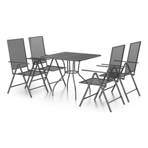 Bowery Hill Steel Medium Foldable Garden Dining Set in Anthracite/Gray