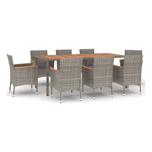 Bowery Hill Contemporary Weather-Resistant 9 Piece Patio Dining Set in Gray