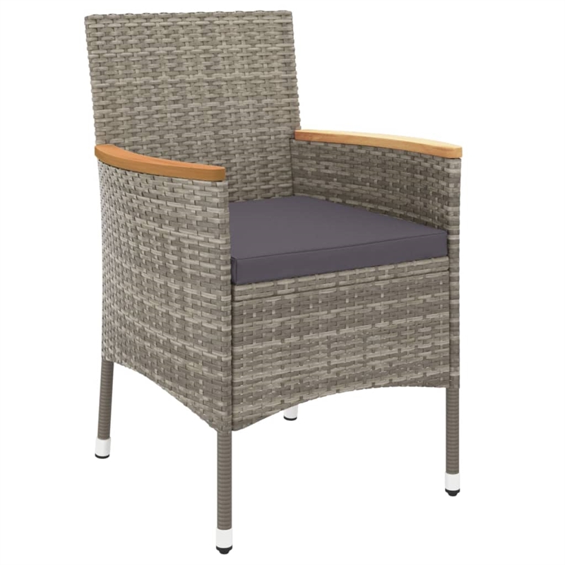 Bowery Hill Contemporary 9 Piece Poly Rattan Patio Dining Set in Gray