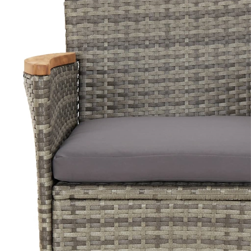 Bowery Hill Contemporary 9 Piece Poly Rattan Patio Dining Set in Gray
