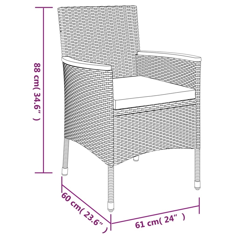 Bowery Hill Contemporary 9 Piece Poly Rattan Patio Dining Set in Gray