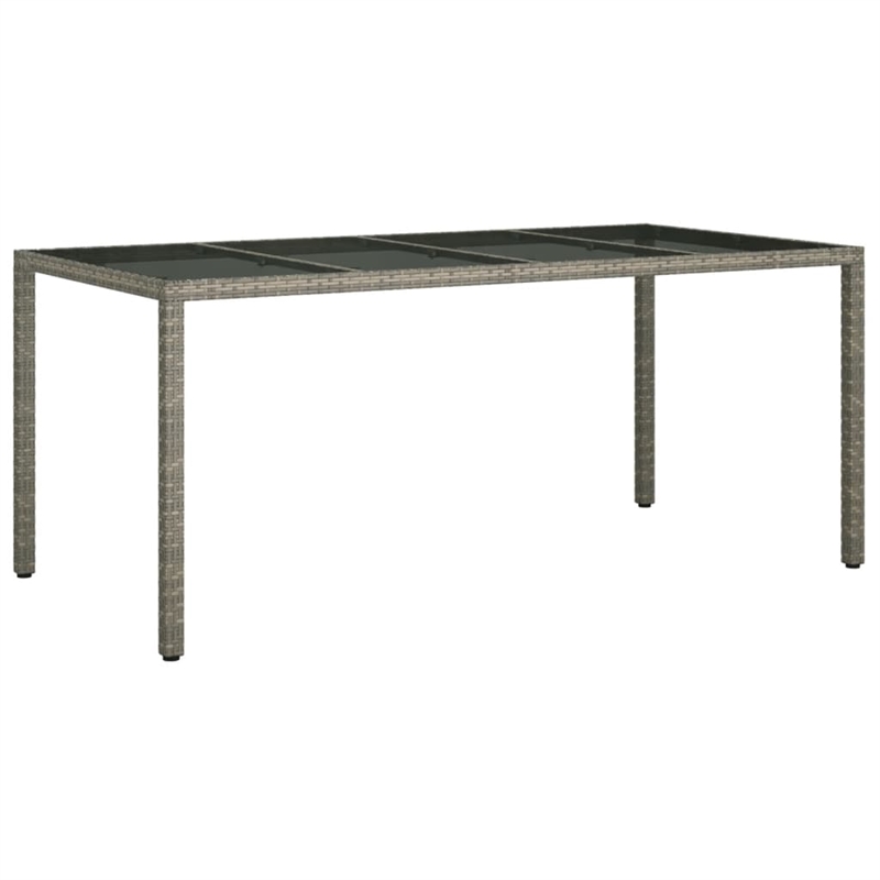 Bowery Hill Contemporary 9 Piece Poly Rattan Patio Dining Set in Gray