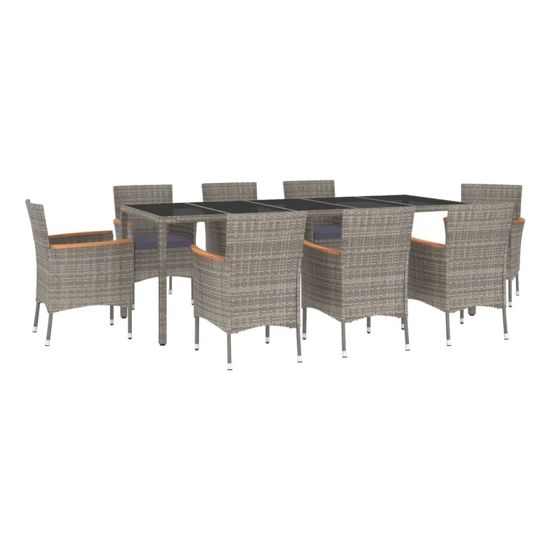 Bowery Hill Contemporary Weather-Resistant 9 Piece Patio Dining Set in Gray