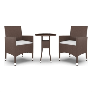 Bowery Hill Contemporary Garden Dining Set in Brown/Cream White