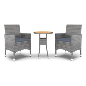 Bowery Hill Poly Rattan Medium Durable Garden Dining Set in Gray