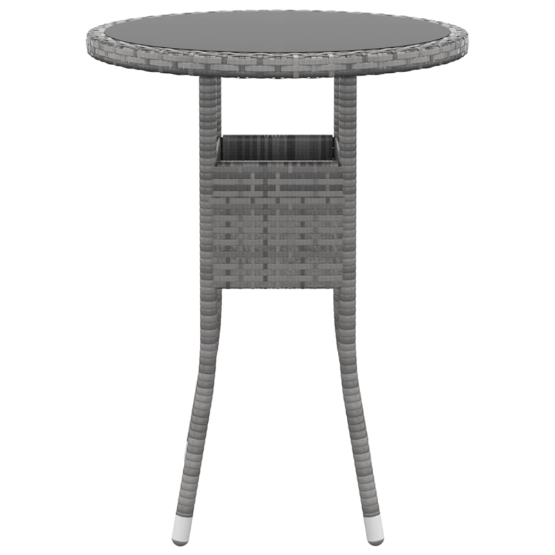 Bowery Hill Poly Rattan 3 Piece Garden Dining Set in Gray/Dark Gray
