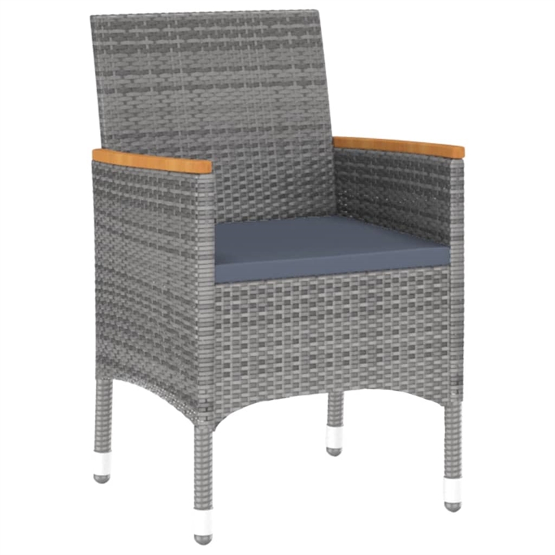 Bowery Hill Poly Rattan 3 Piece Garden Dining Set in Gray/Dark Gray