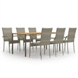 Bowery Hill Solid Acacia Wood Medium Stackable Dining Set in Gray