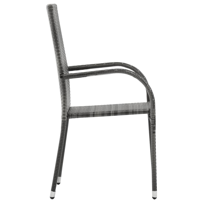 Bowery Hill Solid Acacia Wood Medium Stackable Dining Set in Gray