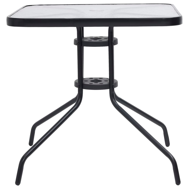 Bowery Hill Steel/Tempered Glass/Plastic Rattan Garden Dining Set in Black