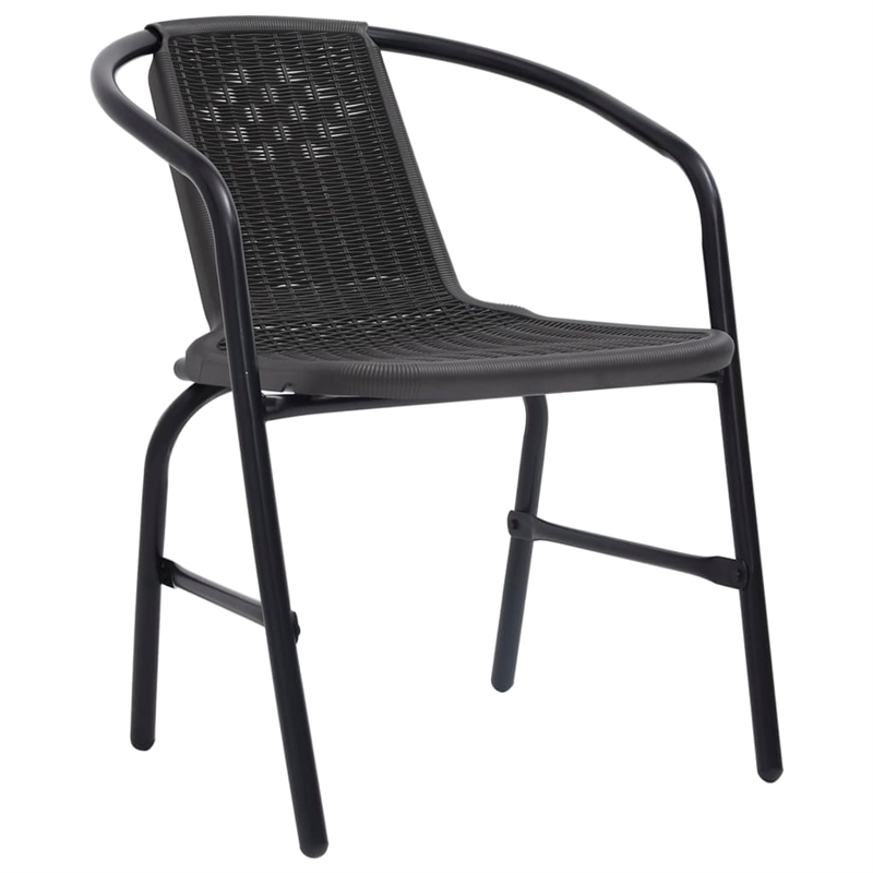 Bowery Hill Steel/Tempered Glass/Plastic Rattan Garden Dining Set in Black