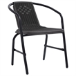 Bowery Hill Steel/Tempered Glass/Plastic Rattan Garden Dining Set in Black