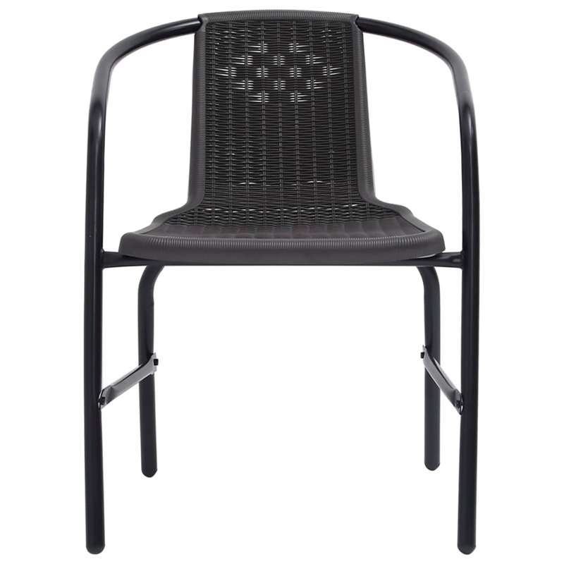 Bowery Hill Steel/Tempered Glass/Plastic Rattan Garden Dining Set in Black