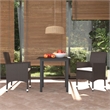 Bowery Hill Contemporary Dining Set Rattan in Brown/Cream White Cushion