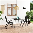 Bowery Hill PE Rattan Standard Dining Set with Adjustable Armrests in Black