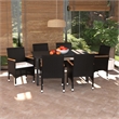 Bowery Hill Contemporary PE Rattan Medium Durable Dining Set in Black