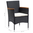 Bowery Hill Contemporary PE Rattan Medium Durable Dining Set in Black