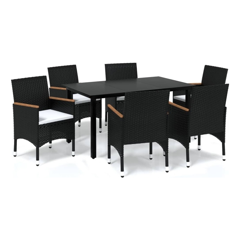 Bowery Hill Contemporary PE Rattan Medium Durable Dining Set in Black
