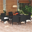 Bowery Hill PE Rattan 7 Piece Set Lightweight Dining Set in Black