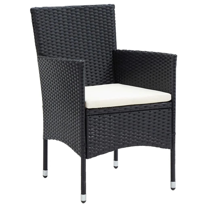 Bowery Hill PE Rattan 7 Piece Set Lightweight Dining Set in Black