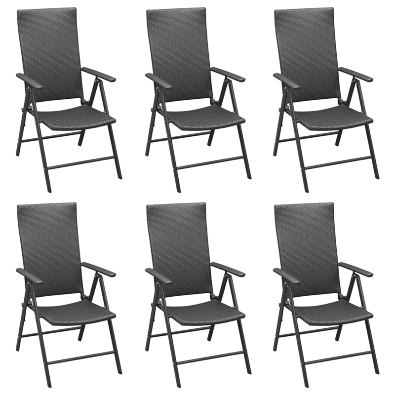 Bowery Hill Contemporary PE Rattan Durable Garden Dining Set in Black