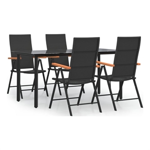 Bowery Hill Contemporary Garden Dining Set in Black and in Brown
