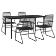 Bowery Hill Contemporary Powder-Coated Garden Dining Set in Black