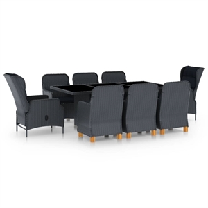 Bowery Hill Contemporary Outdoor Dining Set in Dark Gray/Black