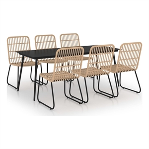 Bowery Hill Dining Set Oak Poly Rattan 7 Piece Set Stackable Dining Set