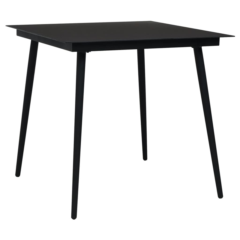 Bowery Hill Contemporary Powder-Coated Garden Dining Set in Black