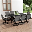 Bowery Hill Powder-Coated Steel Large Dining Set in Anthracite/Gray